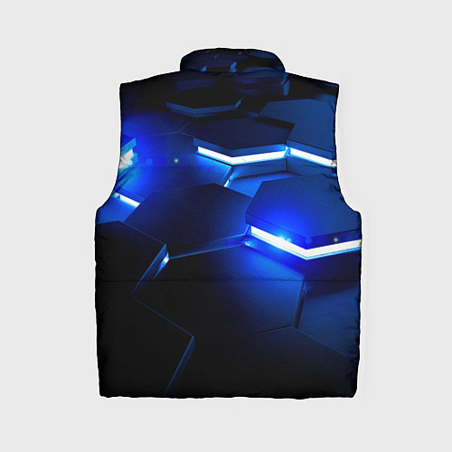 Женский жилет Металлические соты с синей подсветкой / 3D-Черный – фото 2