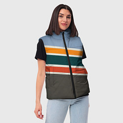 Женский жилет Оранжевые и белые абстрактные полосы, цвет: 3D-черный — фото 2