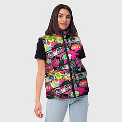Женский жилет Глаза аниме-девушки: cool pattern, цвет: 3D-черный — фото 2