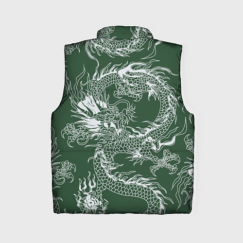 Женский жилет Татуировка дракона на зеленом фоне / 3D-Черный – фото 2