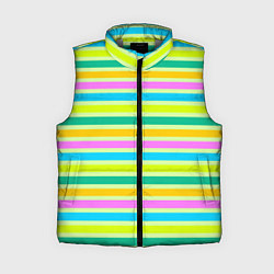 Женский жилет Желто-зеленый полосатый узор, цвет: 3D-светло-серый