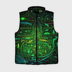 Женский жилет Психоделика в зеленом - нейронная сеть, цвет: 3D-светло-серый