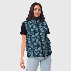 Женский жилет Синие черепа, цвет: 3D-черный — фото 2