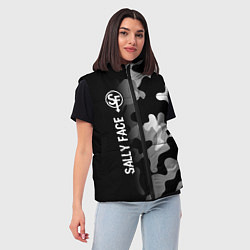 Женский жилет Sally Face glitch на темном фоне: по-вертикали, цвет: 3D-черный — фото 2
