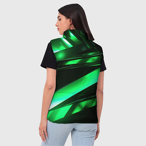 Женский жилет Зеленая неоновая абстракция / 3D-Красный – фото 4