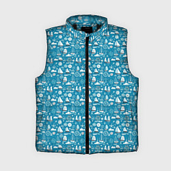 Женский жилет Белые кораблики паттерн