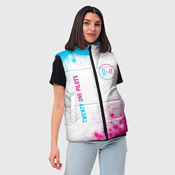 Женский жилет Twenty One Pilots neon gradient style: надпись, си, цвет: 3D-черный — фото 2