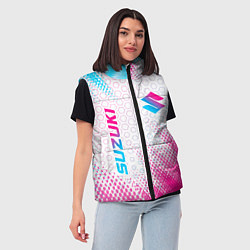Женский жилет Suzuki neon gradient style: надпись, символ, цвет: 3D-черный — фото 2