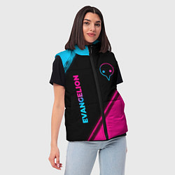 Женский жилет Evangelion - neon gradient: надпись, символ, цвет: 3D-черный — фото 2