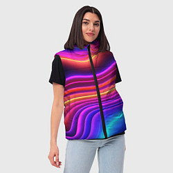 Женский жилет Яркие неоновые волны, цвет: 3D-черный — фото 2