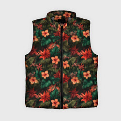 Женский жилет Тропические цветы паттерн, цвет: 3D-светло-серый