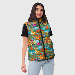 Женский жилет Яркие разные цветочки, цвет: 3D-светло-серый — фото 2