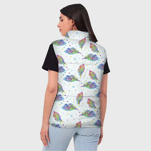 Женский жилет Цветные листочки / 3D-Красный – фото 4