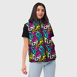 Женский жилет Цветные зигзаги Colored zigzags, цвет: 3D-черный — фото 2