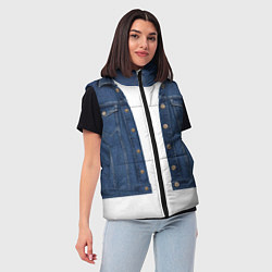 Женский жилет Джинсовая куртка, цвет: 3D-красный — фото 2