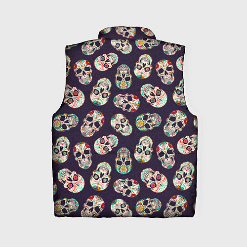 Женский жилет Узор с черепами Pattern with skulls / 3D-Черный – фото 2