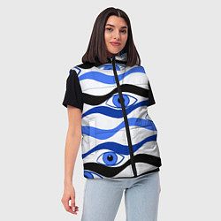 Женский жилет Глазки плывущие в голубых волнах, цвет: 3D-светло-серый — фото 2