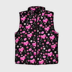 Женский жилет Черный фон, барби и цветы
