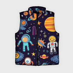 Женский жилет Яркий космический паттерн, цвет: 3D-светло-серый