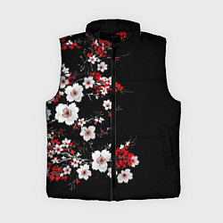 Женский жилет Белая и красная сакура - цветение