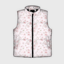 Женский жилет Акварельный паттерн цветов сакуры, цвет: 3D-черный
