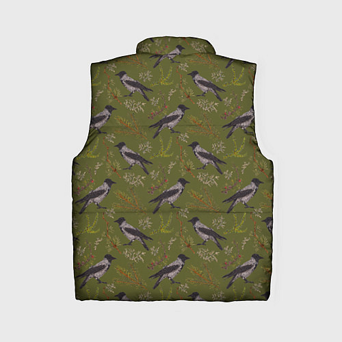 Женский жилет Вороны и еловые веточки / 3D-Черный – фото 2