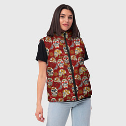 Женский жилет Мексиканские черепа с бабочками, цвет: 3D-черный — фото 2