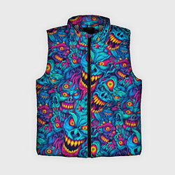 Женский жилет Неоновые монстры - graffiti art style pattern, цвет: 3D-светло-серый