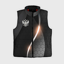 Женский жилет Герб России на темном фоне, цвет: 3D-красный