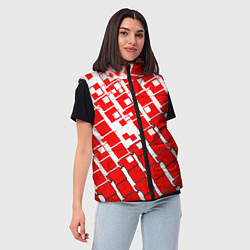 Женский жилет Киберпанк квадраты красные, цвет: 3D-черный — фото 2