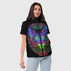 Женский жилет Разноцветный неоновый лев, цвет: 3D-красный — фото 2