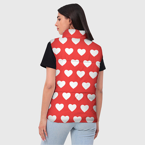 Женский жилет Сердечки на красном фоне / 3D-Красный – фото 4