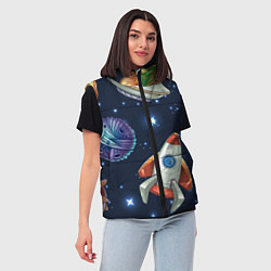 Женский жилет Космические корабли и планеты, цвет: 3D-светло-серый — фото 2