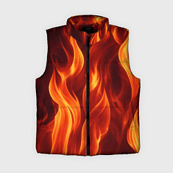 Женский жилет Костёр на чёрном фоне, цвет: 3D-красный
