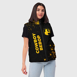 Женский жилет Cowboy Bebop - gold gradient: надпись, символ, цвет: 3D-черный — фото 2