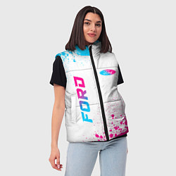 Женский жилет Ford neon gradient style: надпись, символ, цвет: 3D-черный — фото 2