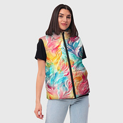 Женский жилет Акварельные листья паттерн, цвет: 3D-светло-серый — фото 2