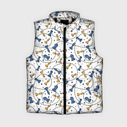 Женский жилет Синие и желтые шахматные фигуры на белом фоне