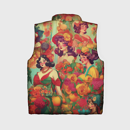 Женский жилет Винтажные ретро леди и цветы / 3D-Черный – фото 2