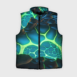Женский жилет Разлом синих и зеленых неоновых плит, цвет: 3D-черный