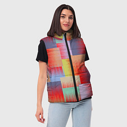 Женский жилет Веселая разноцветная клетка, цвет: 3D-черный — фото 2