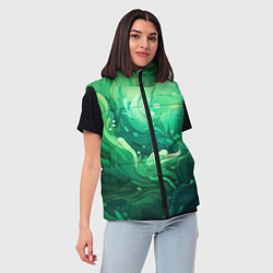 Женский жилет Зеленые абстрактные волны, цвет: 3D-черный — фото 2