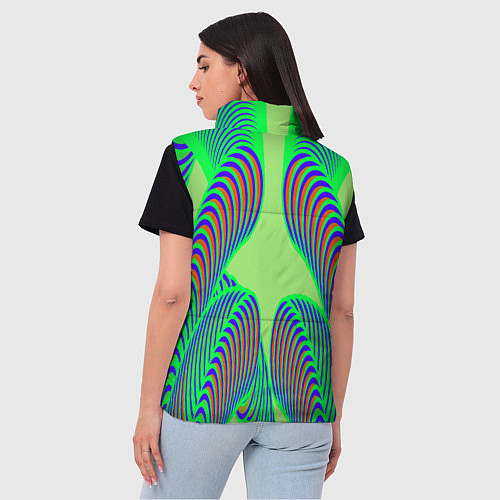 Женский жилет Сине-зеленые изгибы / 3D-Красный – фото 4