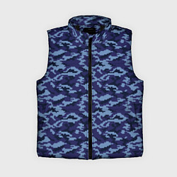 Женский жилет Камуфляж охрана синий, цвет: 3D-черный