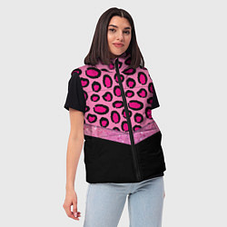 Женский жилет Розовый леопард и блестки принт, цвет: 3D-черный — фото 2