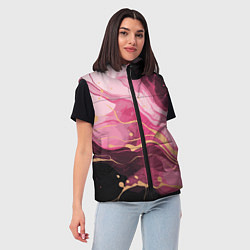 Женский жилет Абстрактный черно-розовый мраморный узор, цвет: 3D-черный — фото 2