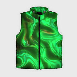 Женский жилет Зеленая абстракция хром, цвет: 3D-светло-серый