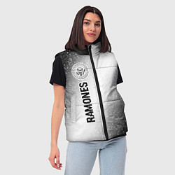 Женский жилет Ramones glitch на светлом фоне: по-вертикали, цвет: 3D-черный — фото 2