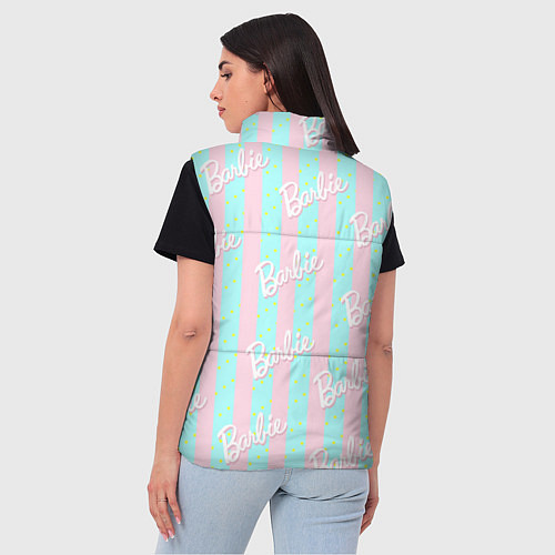 Женский жилет Паттерн Барби на фоне костюма Кена в розово-голубу / 3D-Светло-серый – фото 4