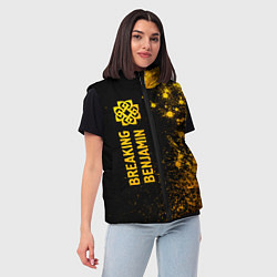 Женский жилет Breaking Benjamin - gold gradient: по-вертикали, цвет: 3D-черный — фото 2